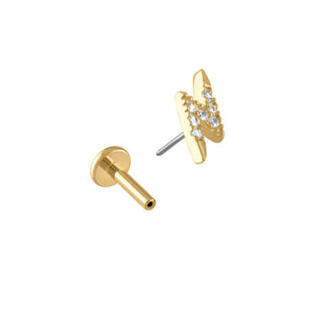 Grayling Curved Crystal Row Flat Back Sleeper Earrings - Gold - Hypoallergenic - 1/4 Inches - 20GA/0.8mm - Titanium