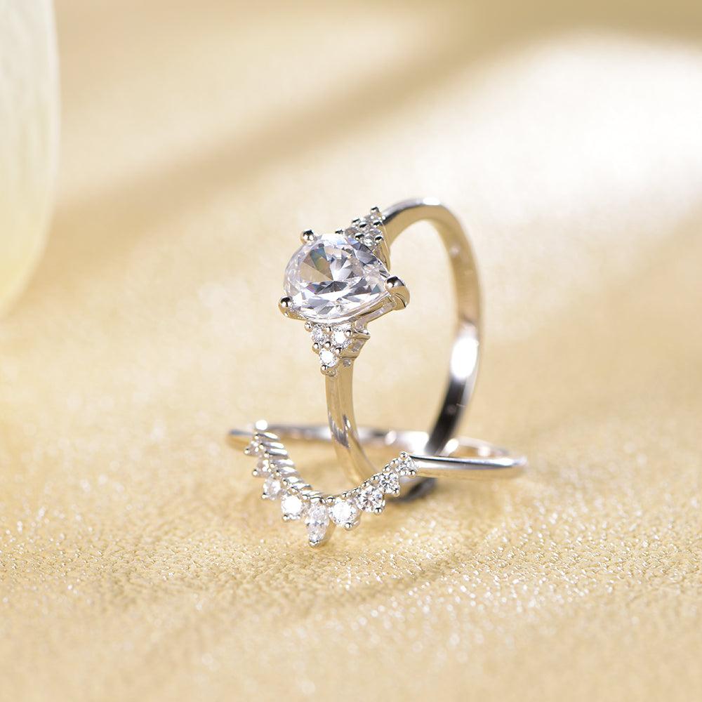 Crown Heart Silver Statement Ring hot set